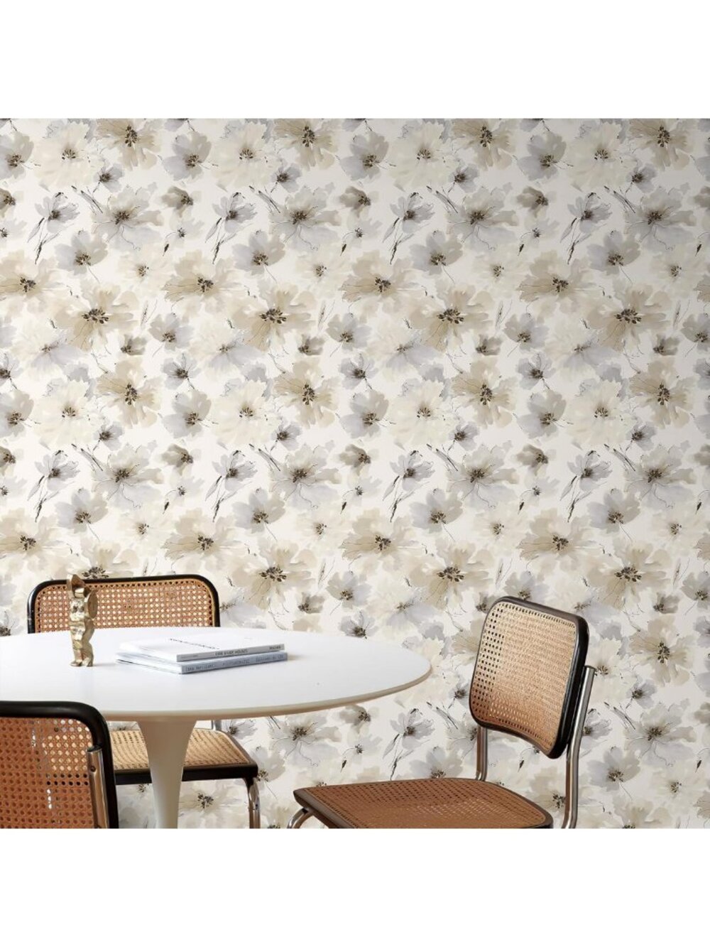 Beige Floral Watercolor Peel and Stick Wallpaper - Vintage Self-Adhesive Decor